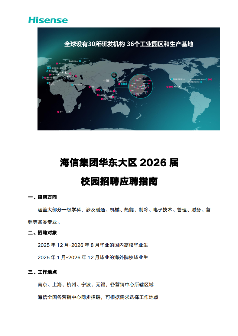 招聘公告]海信集团华东大区2026届校园招聘简章- 杭州电子科技大学24365就业数智平台